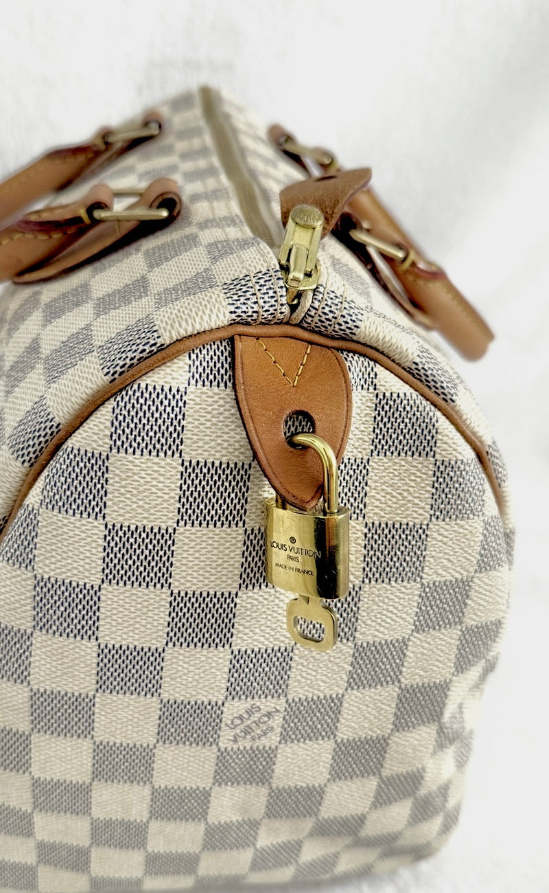 Louis Vuitton Damier Azur Speedy 30 With Lock & Key