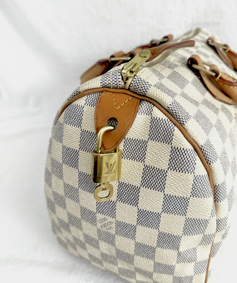Louis Vuitton Damier Azur Speedy 30 With Lock & Key