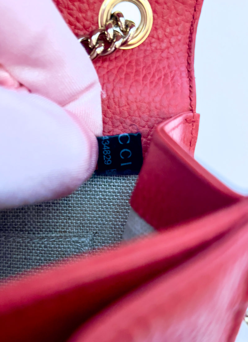 Gucci Interlocking G Calfskin Crossbody Small- Red