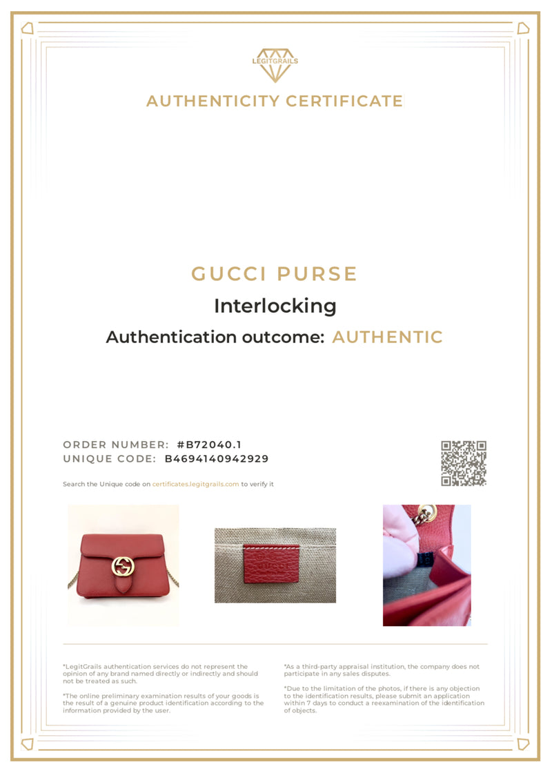 Gucci Interlocking G Calfskin Crossbody Small- Red