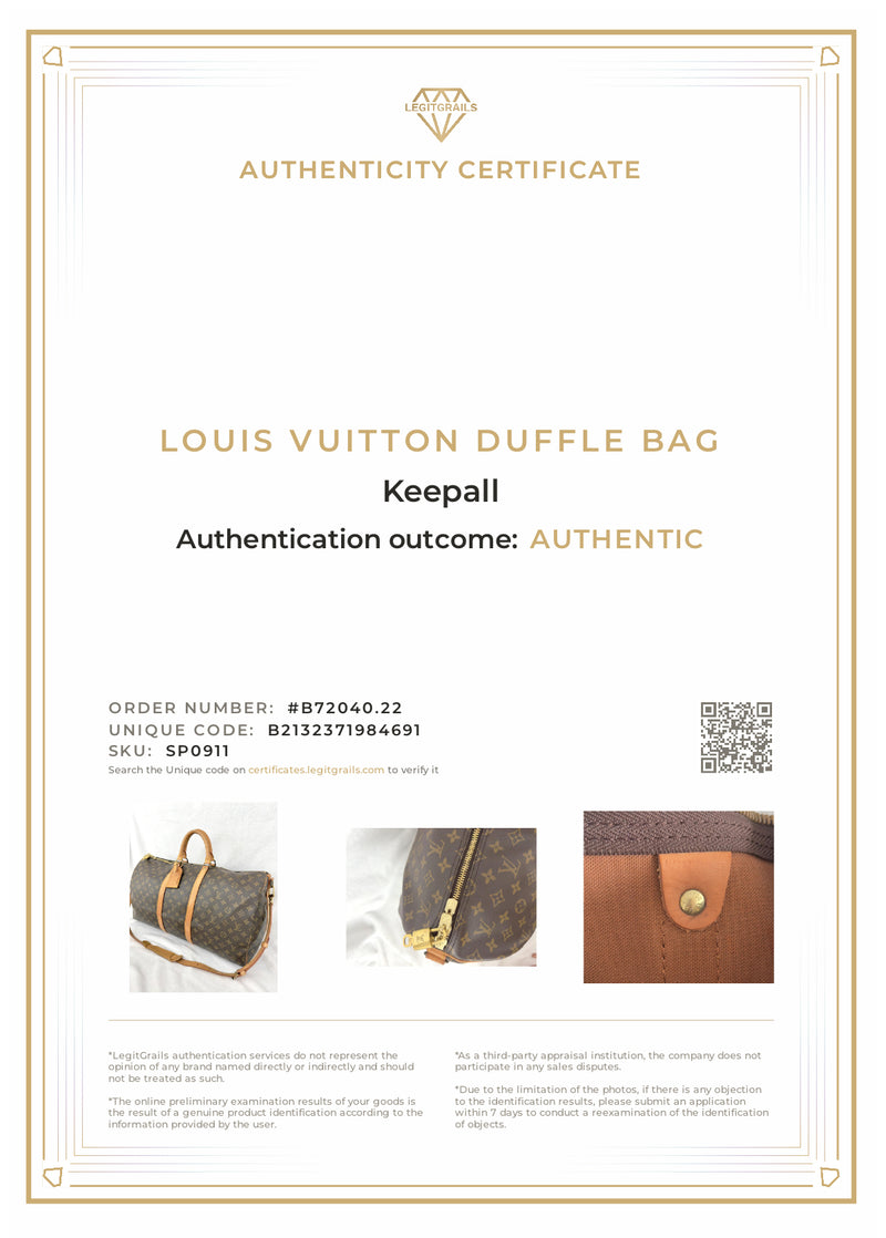 Louis Vuitton Monogram Keepall 55 Bandoulière Duffle