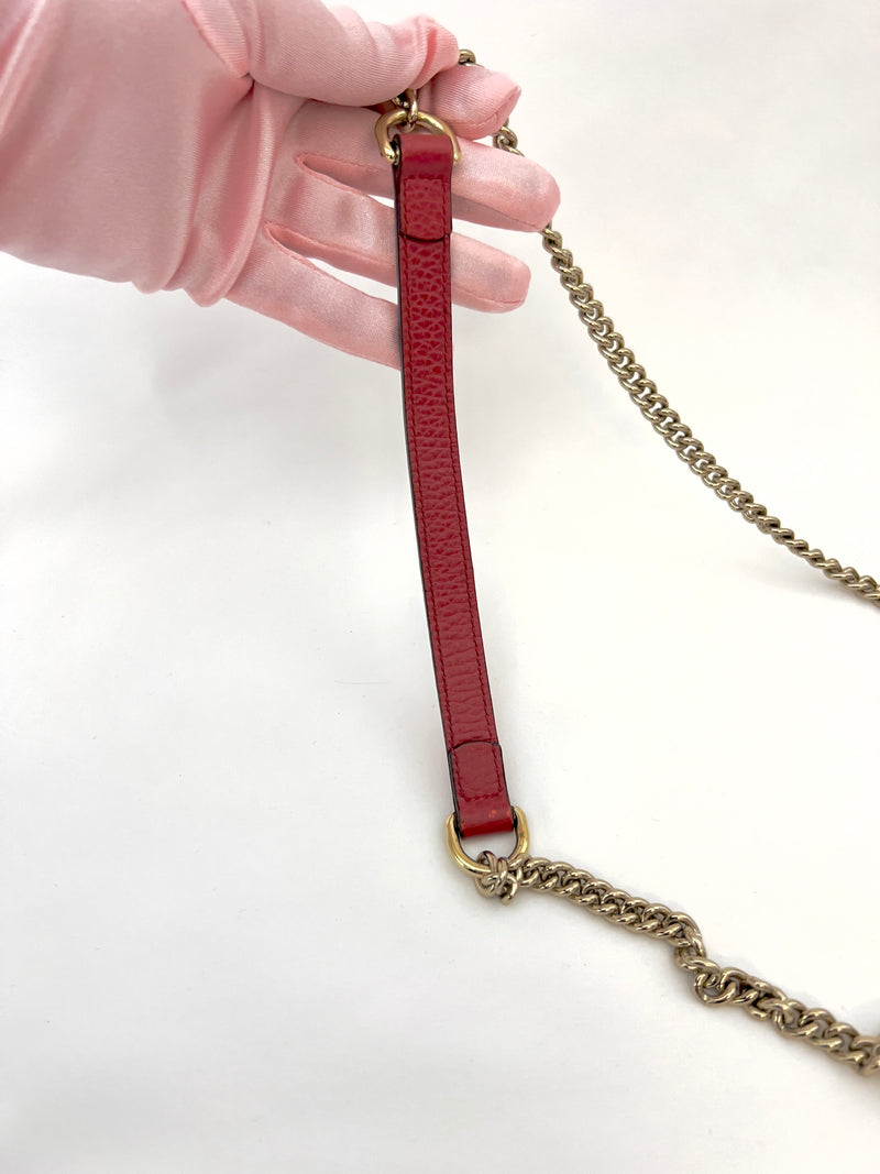 Gucci Interlocking G Calfskin Crossbody Small- Red