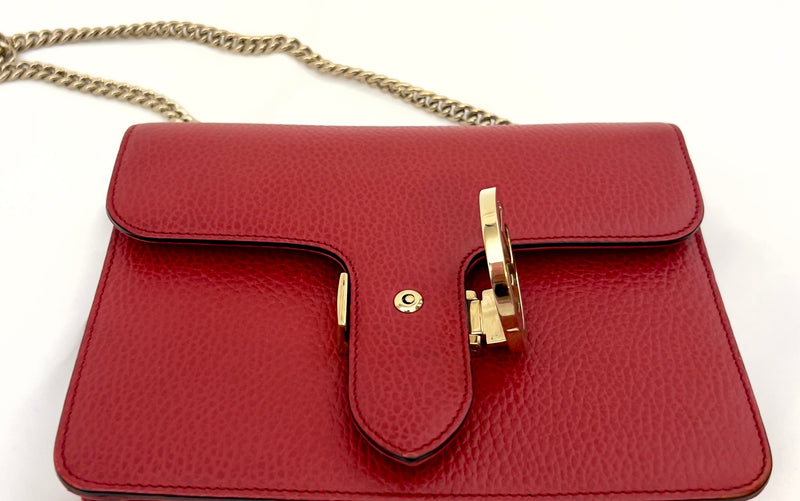Gucci Interlocking G Calfskin Crossbody Small- Red