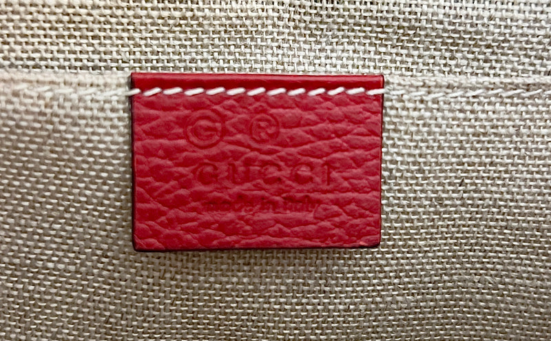 Gucci Interlocking G Calfskin Crossbody Small- Red