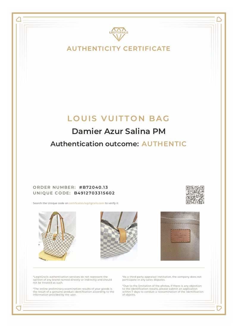 Louis Vuitton Damier Azur Salina PM Tote