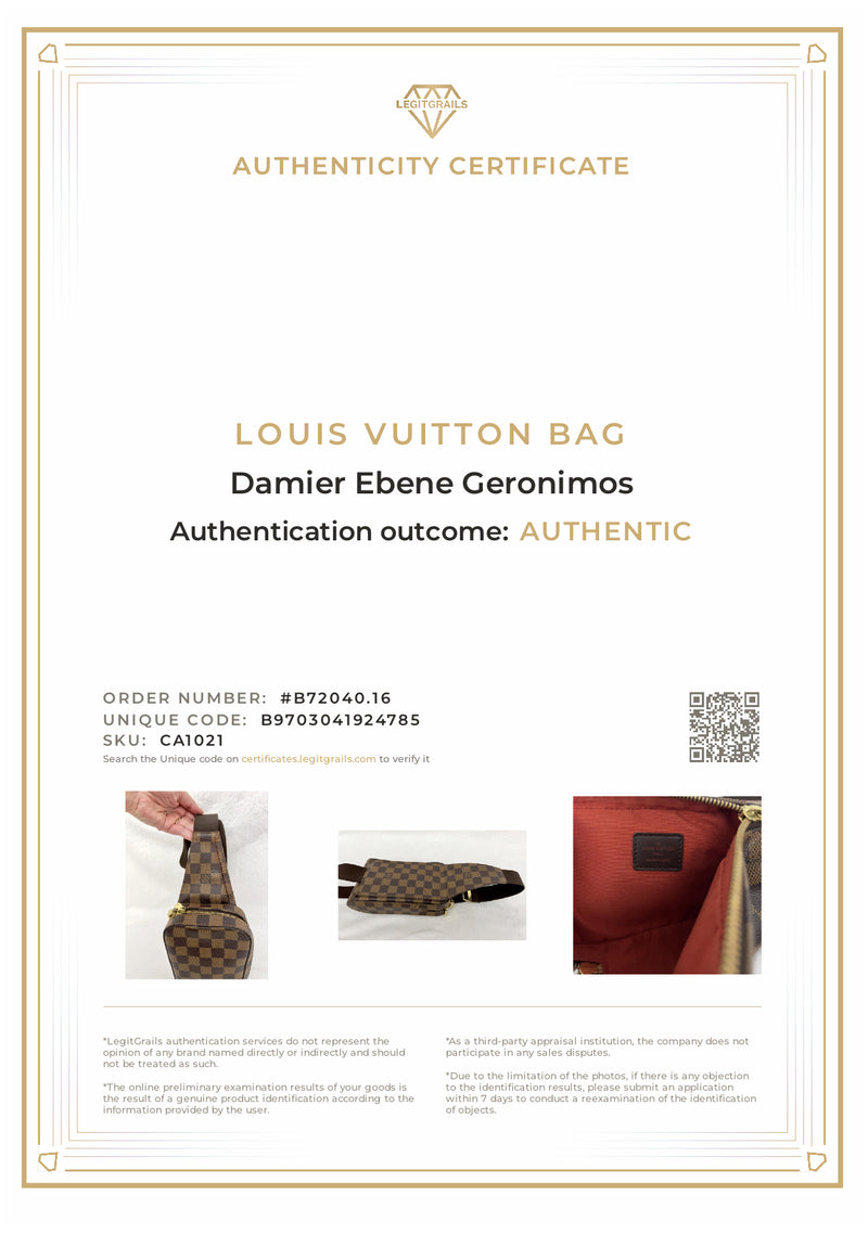Louis Vuitton Damier Ebene Geronimos Belt/ Sling/ Bum Bag