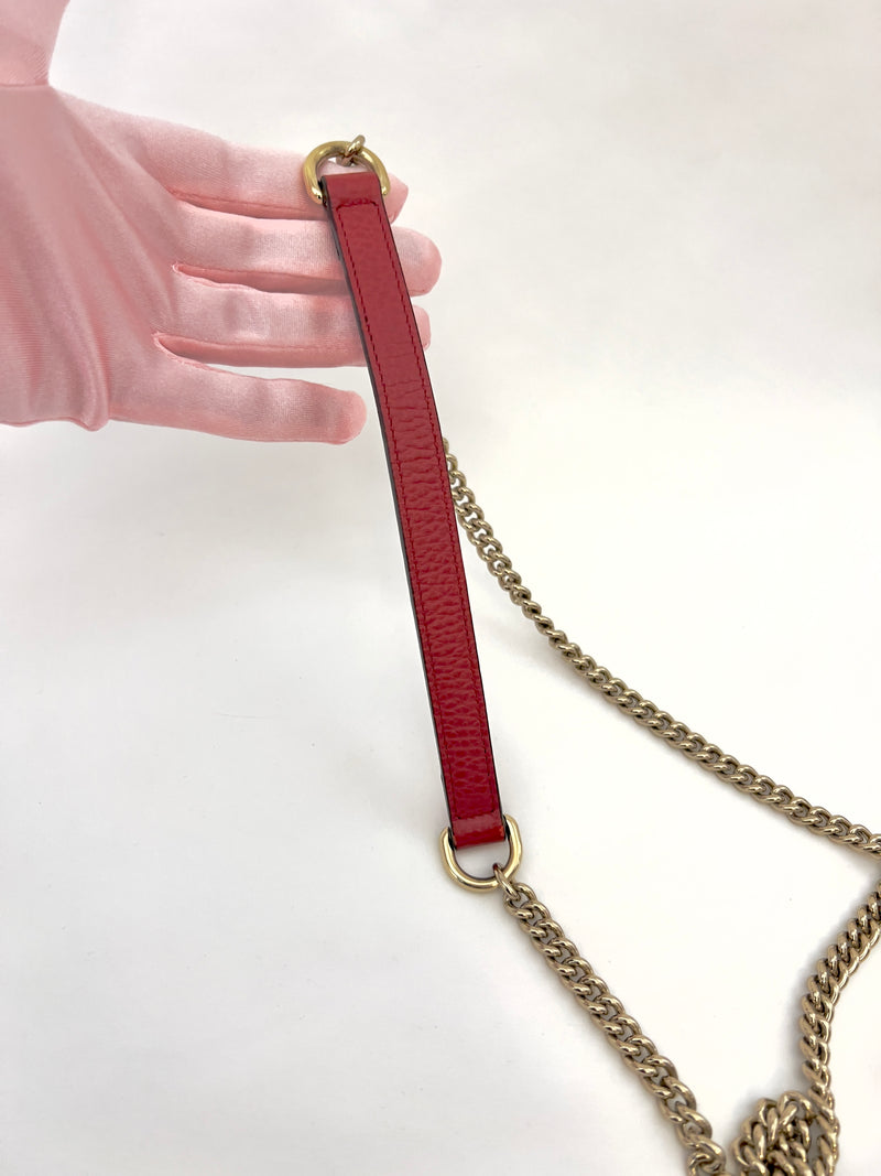 Gucci Interlocking G Calfskin Crossbody Small- Red