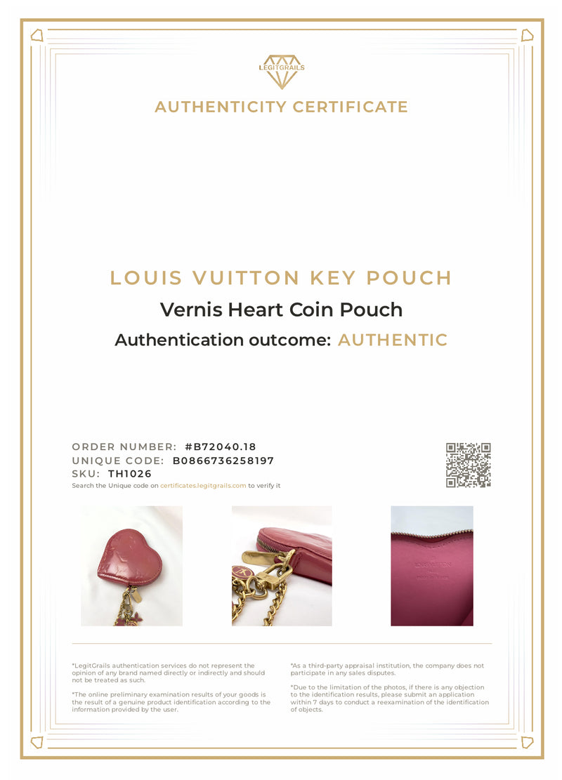 Louis Vuitton Vernis Heart Coin Pouch/ Charm