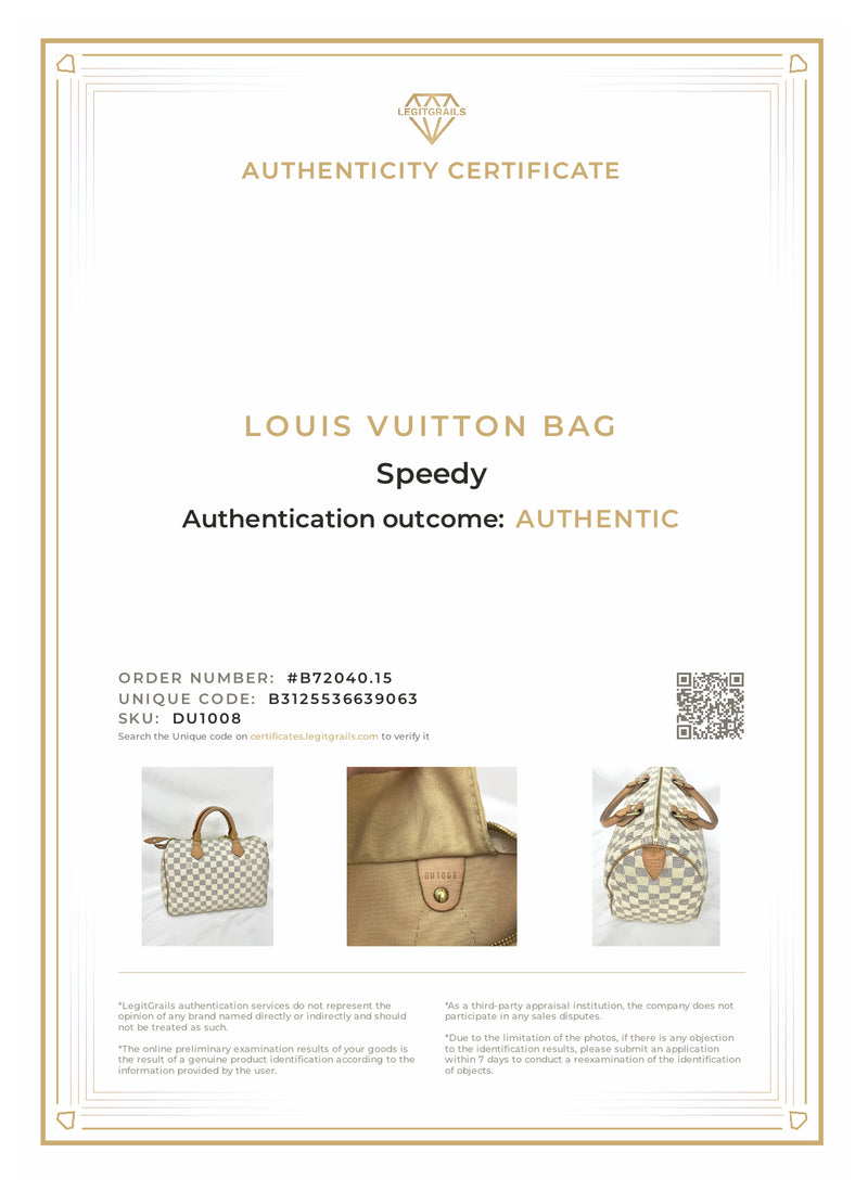 Louis Vuitton Damier Azur Speedy 30 With Lock & Key